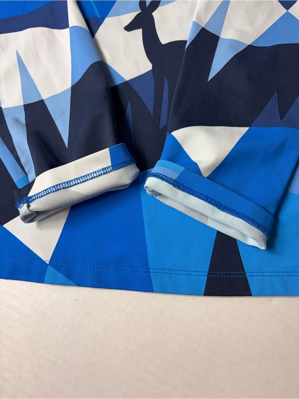 J.McLaughlin Bedford 1/4 Zip Top Long Sleeve Blue White Winterwonderland Women L - Picture 12 of 13